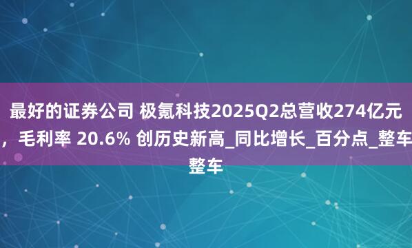 最好的证券公司 极氪科技2025Q2总营收274亿元，毛利率 20.6% 创历史新高_同比增长_百分点_整车