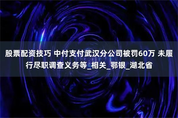 股票配资技巧 中付支付武汉分公司被罚60万 未履行尽职调查义务等_相关_鄂银_湖北省
